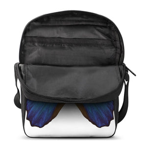 Blue Butterfly Wings Print Rectangular Crossbody Bag