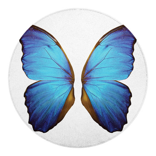 Blue Butterfly Wings Print Round Blanket
