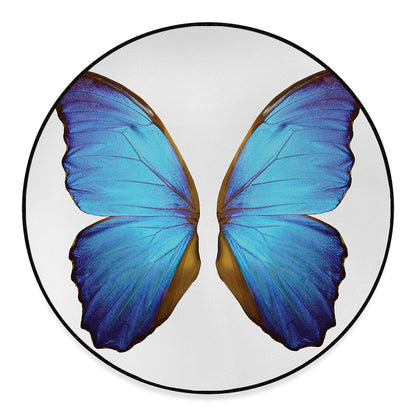 Blue Butterfly Wings Print Round Floor Mat