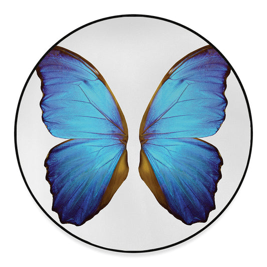 Blue Butterfly Wings Print Round Floor Mat