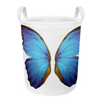 Blue Butterfly Wings Print Round Laundry Basket