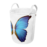 Blue Butterfly Wings Print Round Laundry Basket