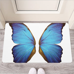 Blue Butterfly Wings Print Rubber Doormat