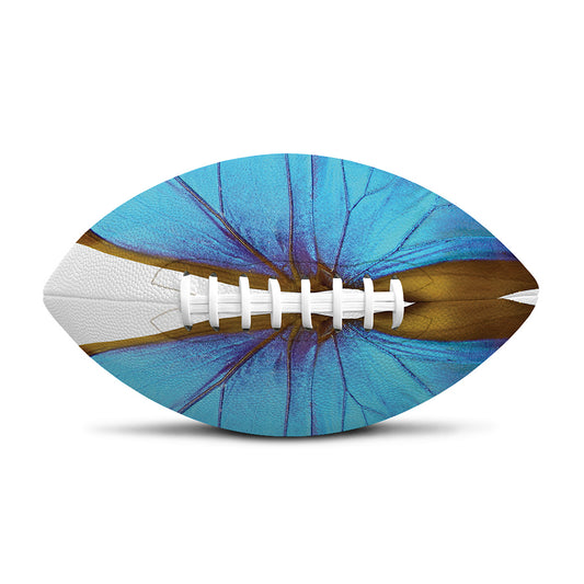 Blue Butterfly Wings Print Rugby Ball