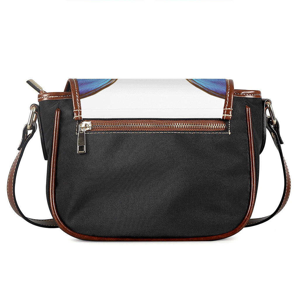 Blue Butterfly Wings Print Saddle Bag