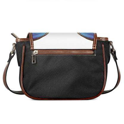 Blue Butterfly Wings Print Saddle Bag