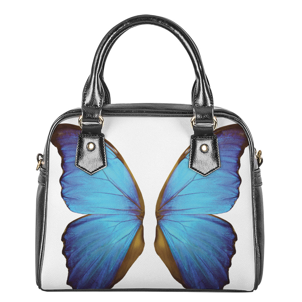 Blue Butterfly Wings Print Shoulder Handbag