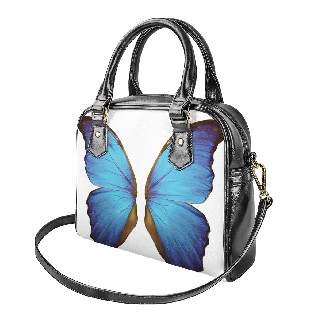 Blue Butterfly Wings Print Shoulder Handbag