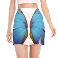 Blue Butterfly Wings Print Side Slit Mini Skirt