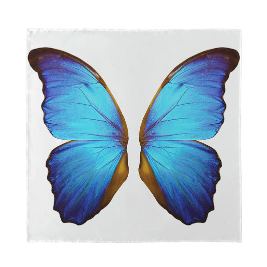 Blue Butterfly Wings Print Silk Bandana