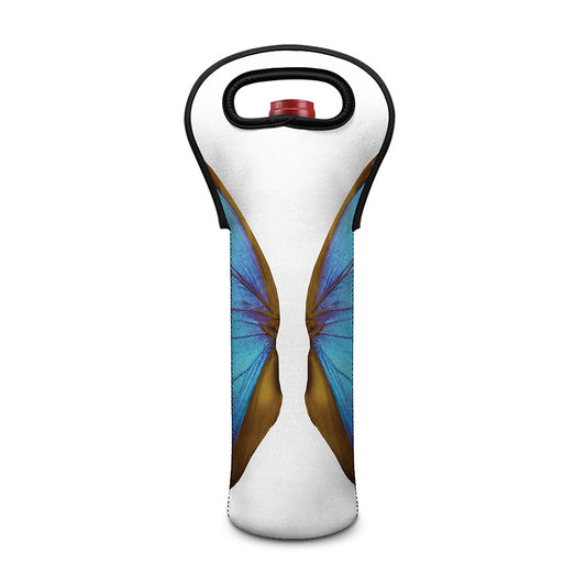 Blue Butterfly Wings Print Single Neoprene Wine Tote