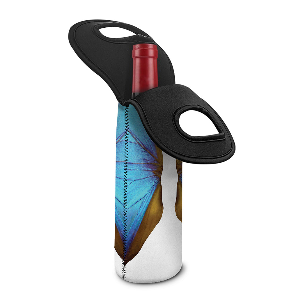 Blue Butterfly Wings Print Single Neoprene Wine Tote