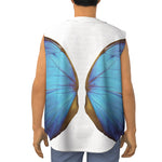 Blue Butterfly Wings Print Sleeveless Baseball Jersey