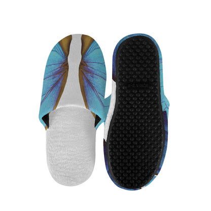 Blue Butterfly Wings Print Slippers