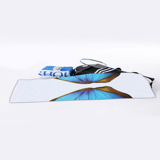 Blue Butterfly Wings Print Sports Towel