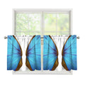Blue Butterfly Wings Print Tier Curtains
