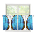 Blue Butterfly Wings Print Tier Curtains