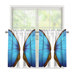 Blue Butterfly Wings Print Tier Curtains
