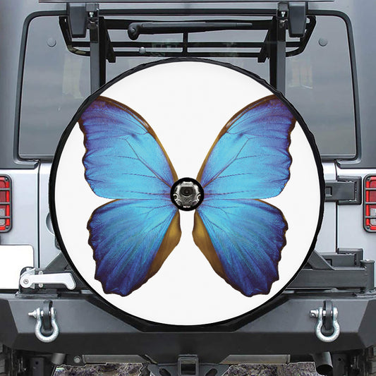 Blue Butterfly Wings Print Tire Cover With Camera Hole