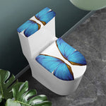 Blue Butterfly Wings Print Toilet Lid And Tank Cover Set