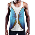Blue Butterfly Wings Print Men's Workout Tank Top