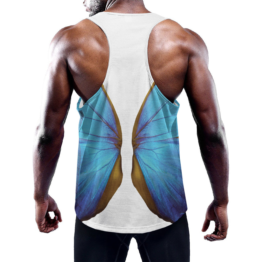 Blue Butterfly Wings Print Training Tank Top