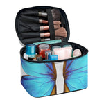 Blue Butterfly Wings Print Travel Makeup Bag