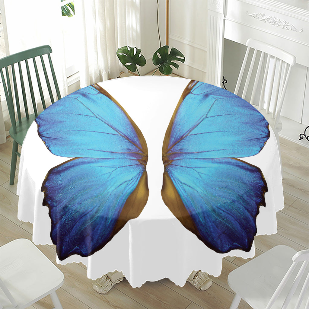 Blue Butterfly Wings Print Waterproof Round Tablecloth