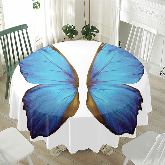 Blue Butterfly Wings Print Waterproof Round Tablecloth