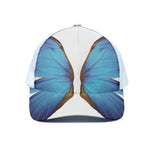 Blue Butterfly Wings Print White Mesh Trucker Cap