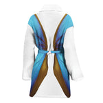 Blue Butterfly Wings Print Women's Bathrobe