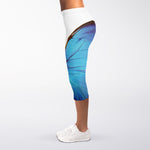 Blue Butterfly Wings Print Women's Capri Leggings