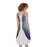 Blue Butterfly Wings Print Women's Sleeveless Dress