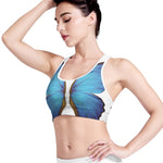 Blue Butterfly Wings Print Women's Sports Bra