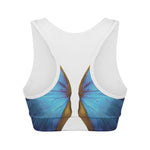 Blue Butterfly Wings Print Women's Sports Bra