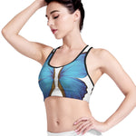Blue Butterfly Wings Print Women's Sports Bra
