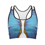 Blue Butterfly Wings Print Women's Sports Bra