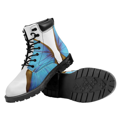 Blue Butterfly Wings Print Work Boots