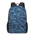 Blue Camouflage Knitted Pattern Print 17 Inch Backpack