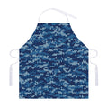 Blue Camouflage Knitted Pattern Print Adjustable Apron