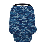 Blue Camouflage Knitted Pattern Print Baby Seat Cover