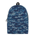 Blue Camouflage Knitted Pattern Print School Backpack
