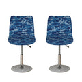 Blue Camouflage Knitted Pattern Print Bar Stool Covers