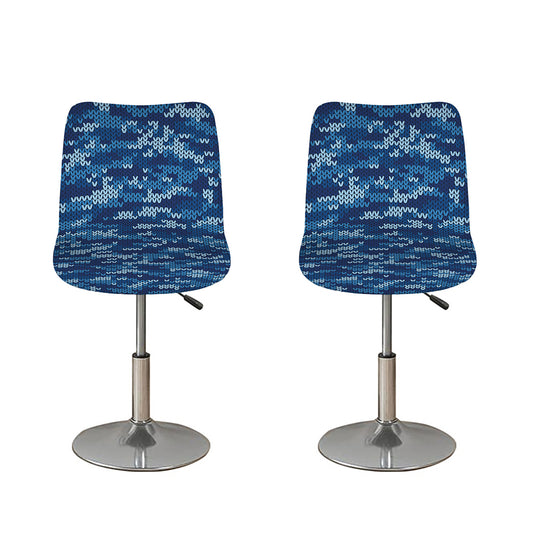 Blue Camouflage Knitted Pattern Print Bar Stool Covers