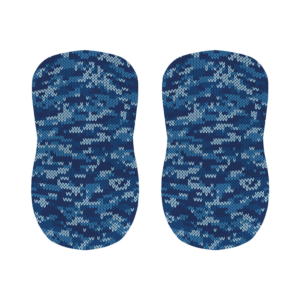 Blue Camouflage Knitted Pattern Print Bar Stool Covers