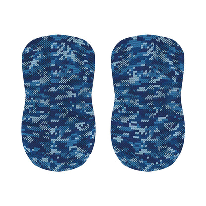 Blue Camouflage Knitted Pattern Print Bar Stool Covers