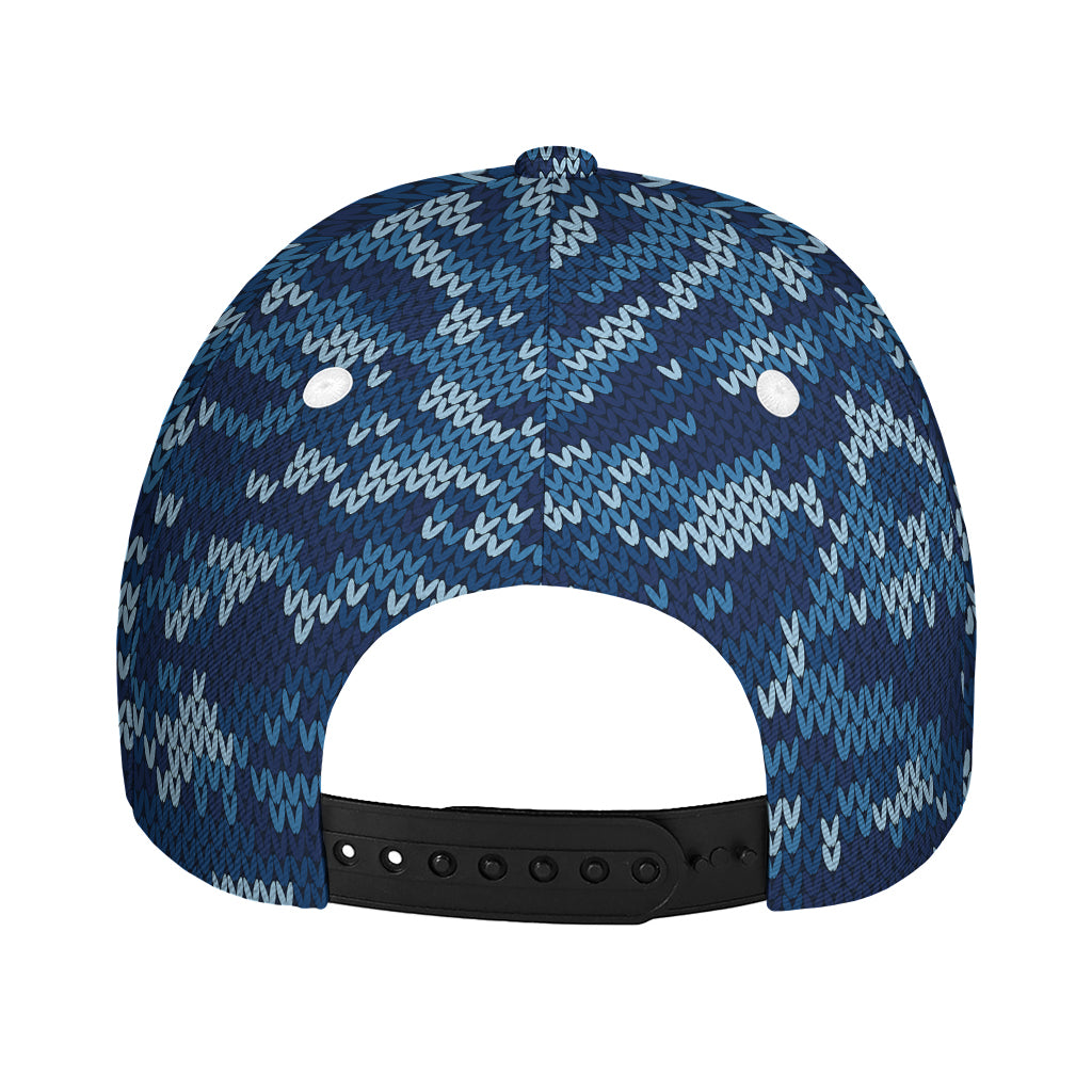 Blue Camouflage Knitted Pattern Print Baseball Cap