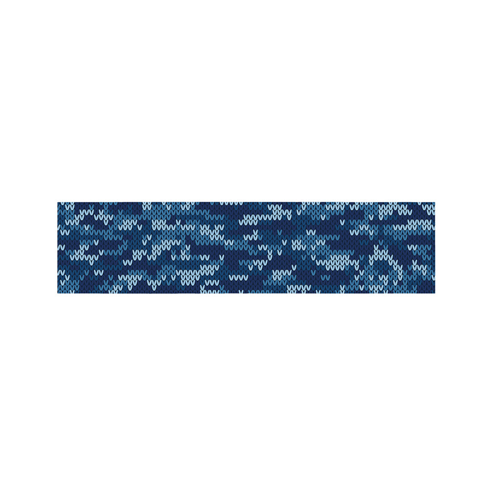 Blue Camouflage Knitted Pattern Print Bed Runner