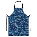 Blue Camouflage Knitted Pattern Print Bib Apron With Pocket