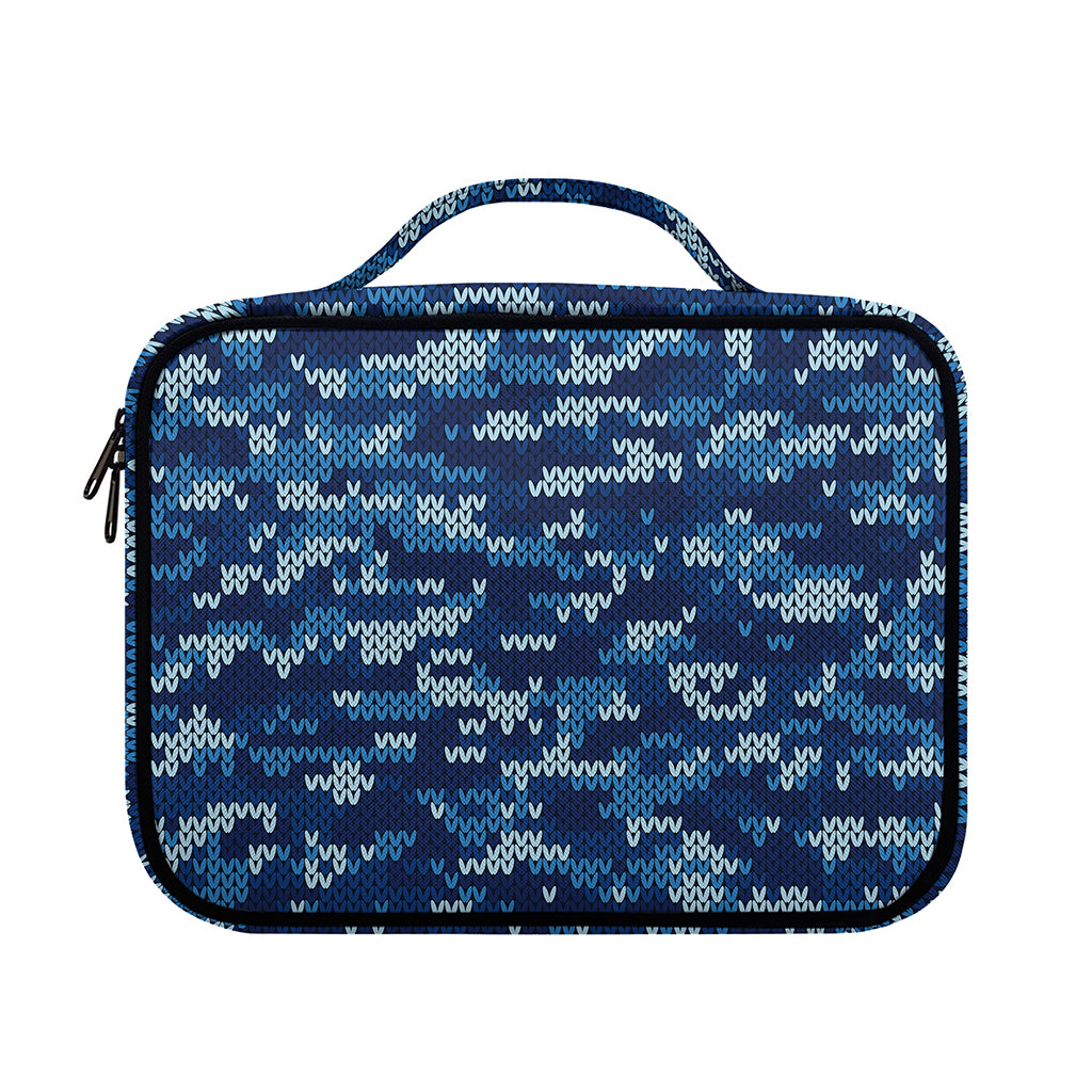 Blue Camouflage Knitted Pattern Print Briefcase Bible Bag